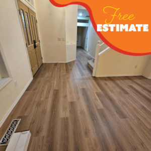Newly installed laminate flooring in an entryway and hallway by Dany's contractors LLC in Vancouver, WA.