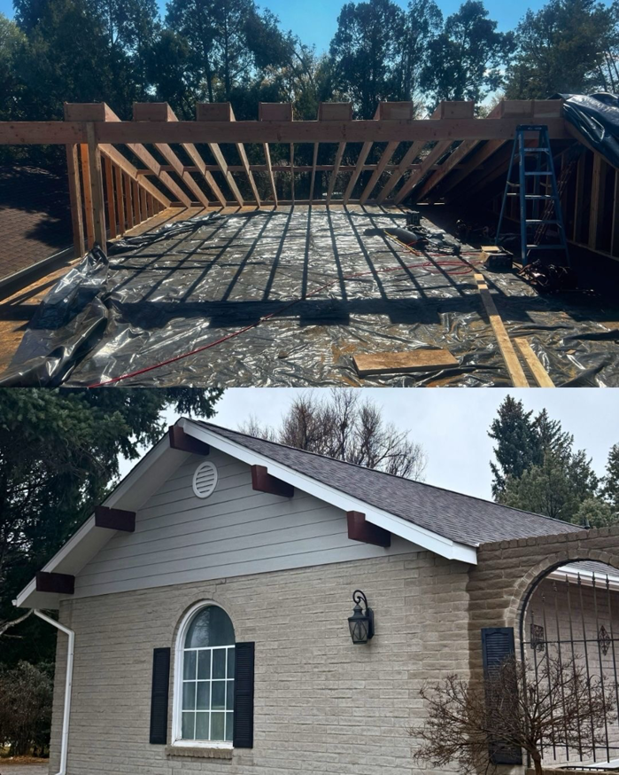 New roof framing and installation completed by Right Way Construction for a home in Englewood, CO.
