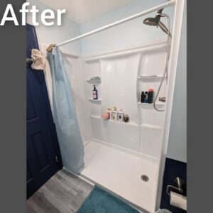 A new shower stall installation completed by Adam's Handyman and Contracting in Lancaster, PA.
