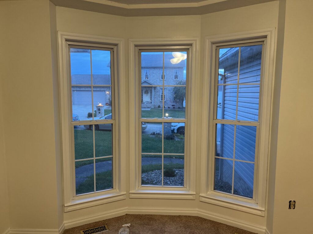 An interior view of a room showcasing new window installation and trim work, a service provided by OG Renovations in Huntington, WV.