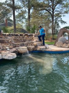 A newly built brick porch and steps leading to a front door by David Tew Masonry in Portsmouth, VA.