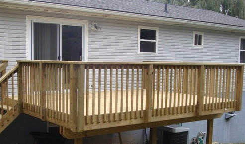 A beautifully constructed new wooden deck, completed by Artstone Exteriors & Renovations in Myersville, MD.