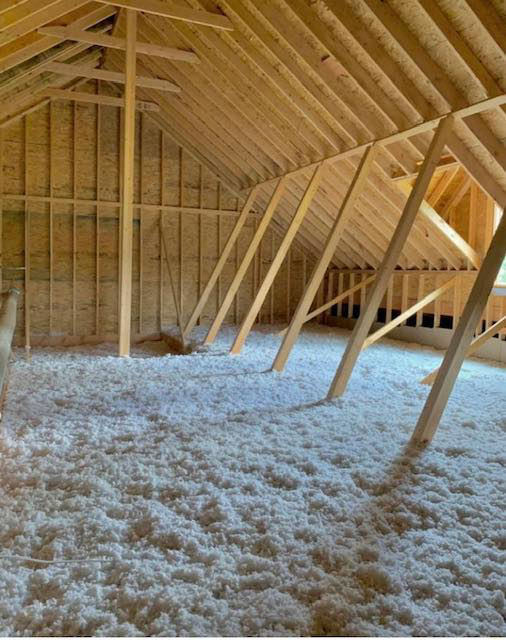 Newly installed blown-in attic insulation in a residential home by Miami Valley Insulation Co LLC in Dayton, OH.