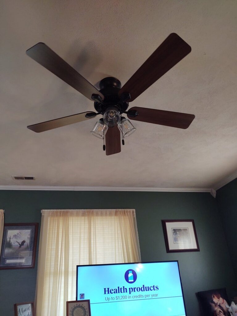 A newly installed ceiling fan with integrated lighting, a service provided by IFixdIt Handyman Services in Omaha, NE