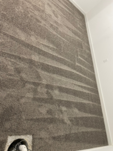 Newly installed gray carpet on stairs by Prime Construction ent. in Bloomingburg, NY