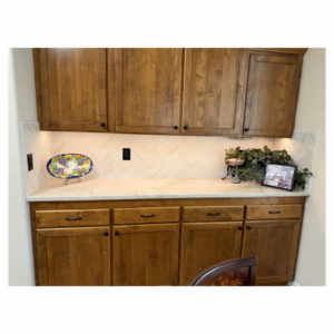 Newly installed kitchen backsplash and custom cabinets by Tom Broglia Building & Remodeling Services in Boise, ID.
