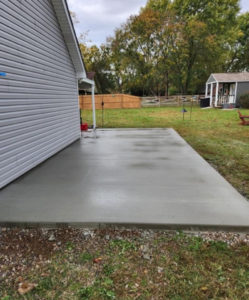 A newly poured concrete patio, expertly finished by Gonzalez Services Corp. in Nashville, TN.