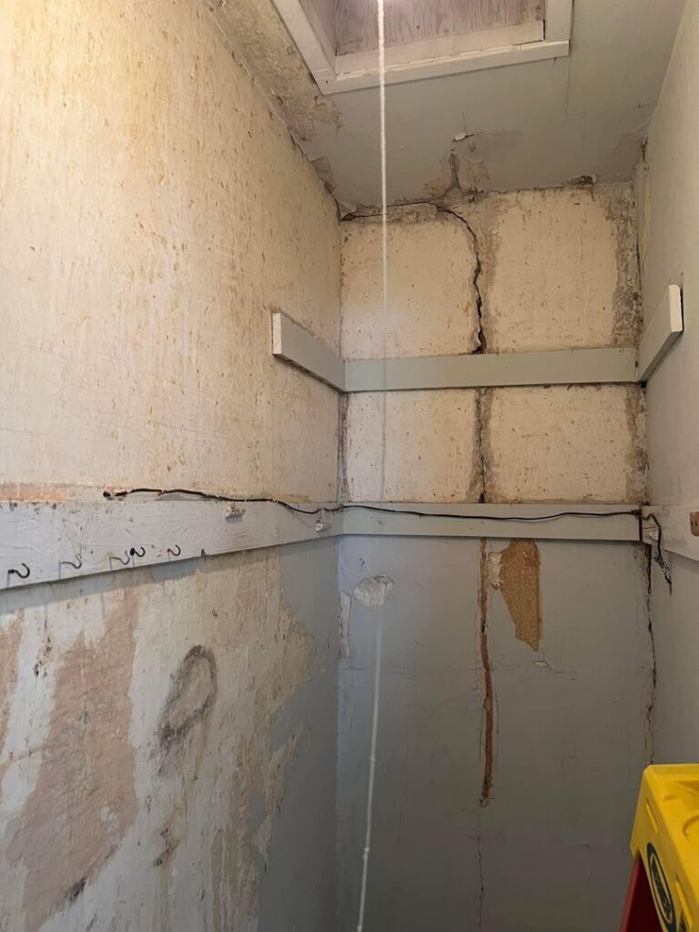 Ornate ceiling plasterwork and a modern chandelier installed by Borrelli Plastering & Sons in O'Fallon, MO.