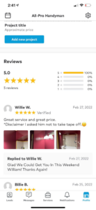 An outdoor deck under construction or renovation, with a worker on site, provided by All-Pro Handyman in Bellevue, NE.