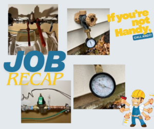 A collage showing outdoor spigot and pressure gauge repair by Handy Andy in Boca Raton, FL.