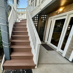 Freshly renovated outdoor staircase by Wolff Renovation in Wilmington, NC.