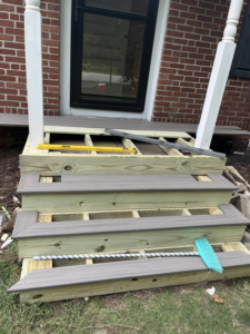 Installation of new outdoor stairs and decking with composite materials by SGT. Handyman services RI in Downtown Pawtucket, RI