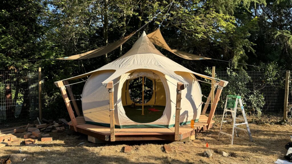 Construction of a wooden platform for an outdoor tent structure by Top Shelf Handyman Pros in Post Falls, ID