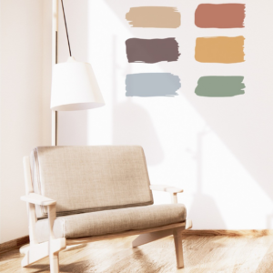 Various paint color swatches applied to a wall for selection by Cascade Painting and Restoration in Portland, OR