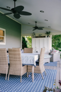 Professional installation of two outdoor patio ceiling fans by Haus Studio Designs in Columbus, OH.