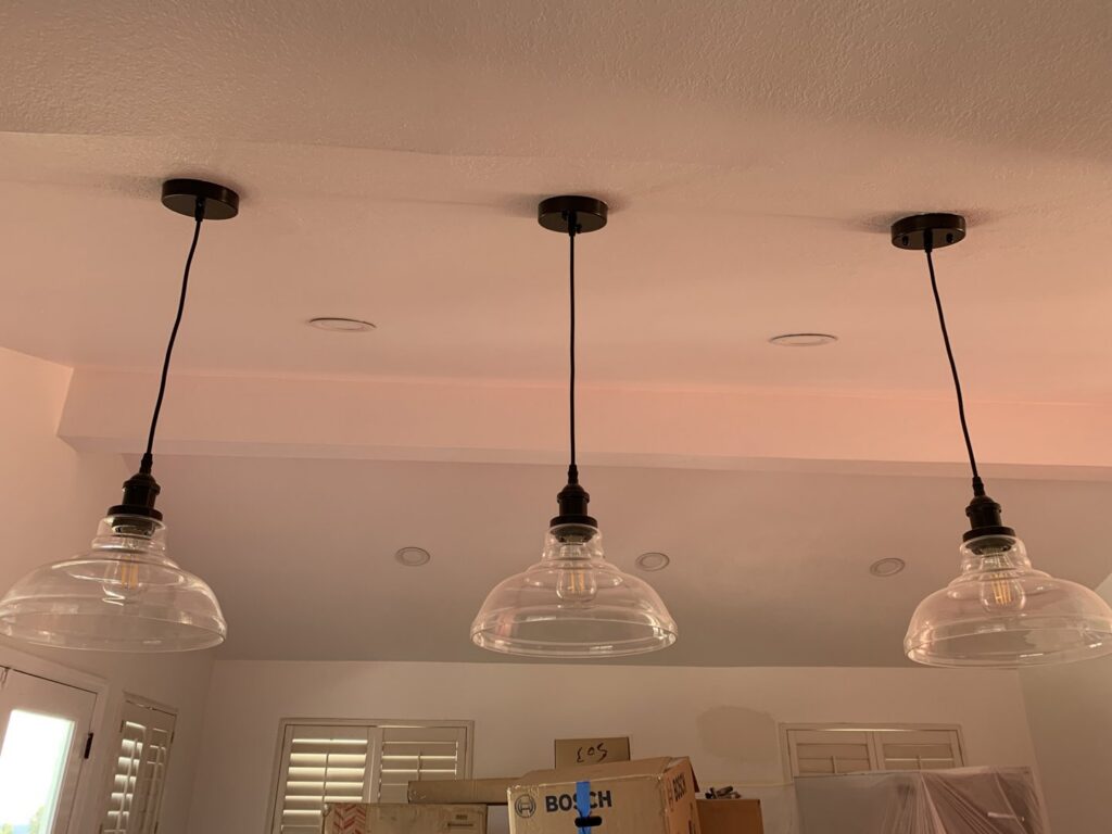 Newly installed pendant lights by Kennyman The Handyman Inc. in San Francisco, CA
