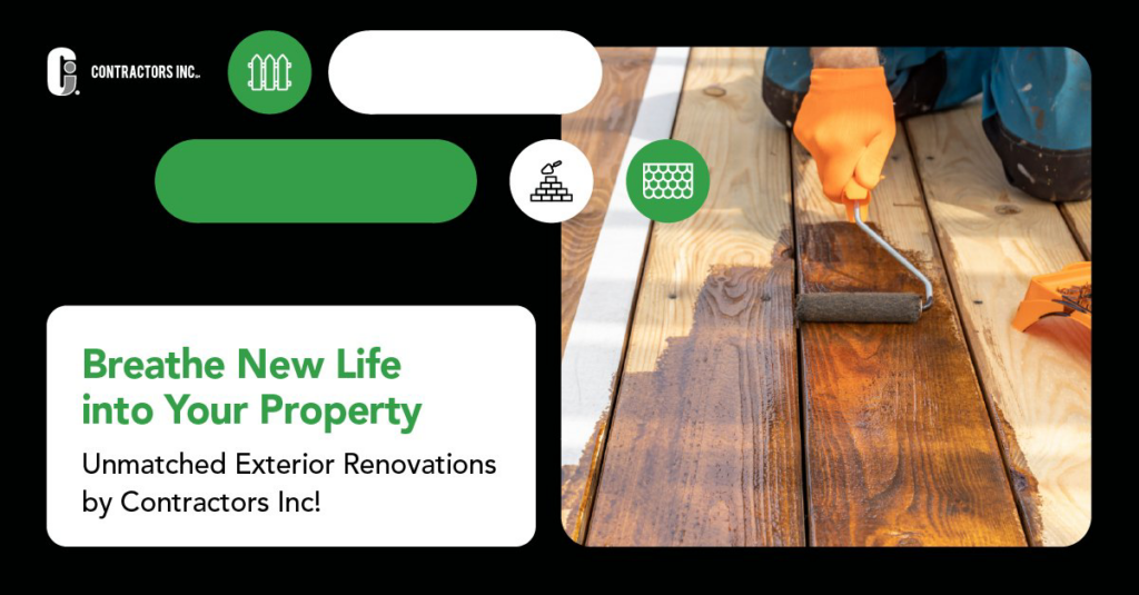 A person staining a wooden deck, a service provided by Contractors Inc in Memphis, TN.