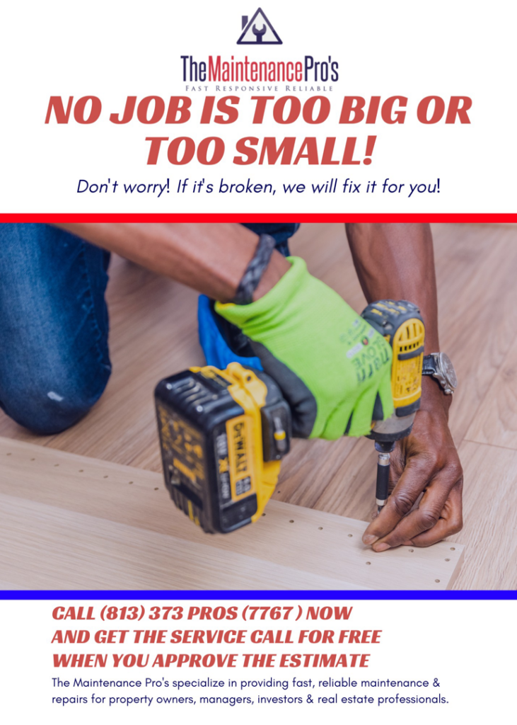 A person using a power drill to fasten wood, demonstrating general contractor work by The Maintenance Pro's in Tampa, FL.