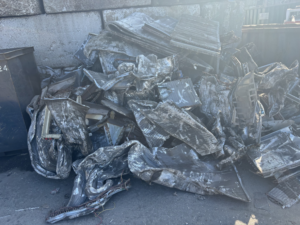 A large pile of crushed scrap metal at the facility of All American Alloys and Recycling Inc. in Elizabeth, NJ.