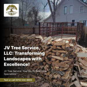 A large pile of freshly cut firewood, ready for use, provided by Jv Tree Service, LLC in Greeley, CO.