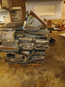 A large pile of metal HVAC coils for scrap metal recycling at Mid Atlantic Recycling Solutions, LLC in Norfolk, VA.