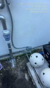 Plumbing and electrical installation work in progress for an outdoor project by BAFCO POOLS in Hialeah, FL.