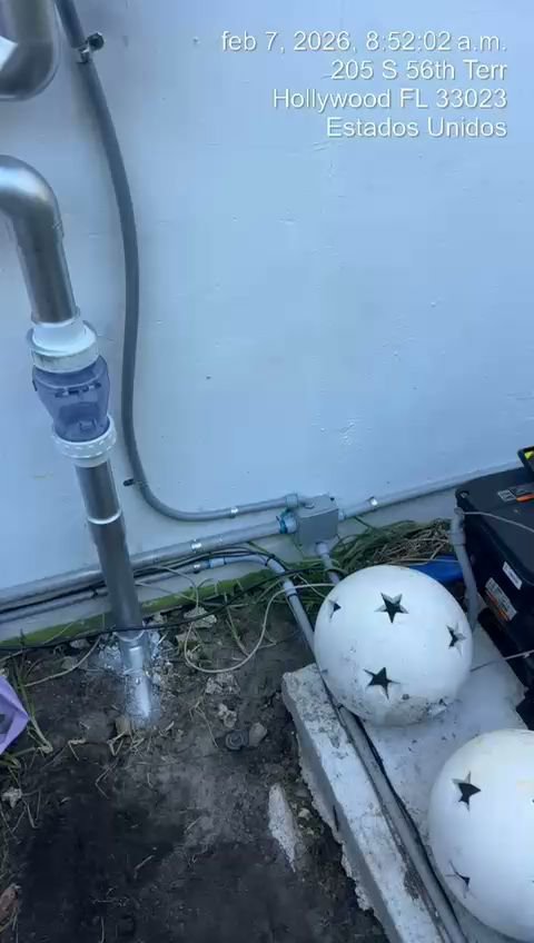 Plumbing and electrical installation work in progress for an outdoor project by BAFCO POOLS in Hialeah, FL.