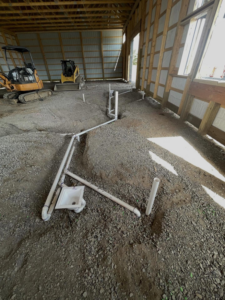 Plumbing rough-in for new construction by Rochester Remodeling and Home Builders in Rochester, NY.