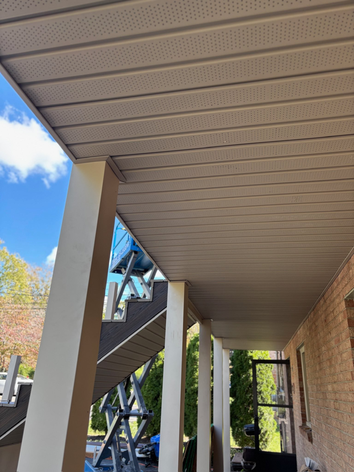 Porch ceiling and soffit installation services by HorseandHedge in Lexington, KY.
