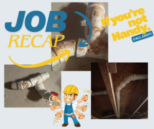 A collage showing PVC pipe plumbing repair and replacement by Handy Andy in Boca Raton, FL.