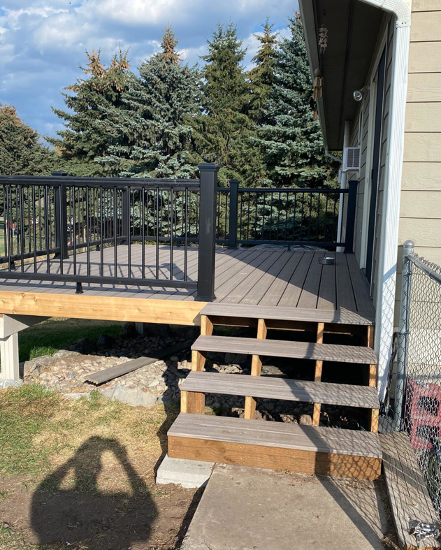 Raised deck and stairs construction by Handyman Robert in Columbia Falls, MT.