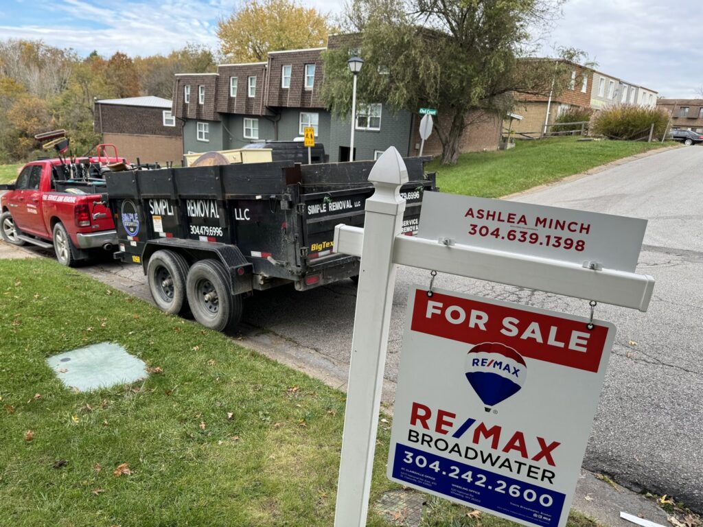 A junk removal trailer full of items at a real estate cleanout by Simple Removal LLC in Follansbee, WV.