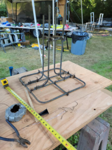 Assembling a rebar cage for concrete reinforcement at a job site by Smith Finishes LLC in Everett, WA.