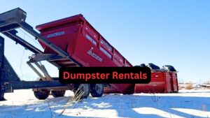 A red roll-off dumpster from Jedi Junk Removal Garbage Services Pocatello, ID, available for dumpster rentals.