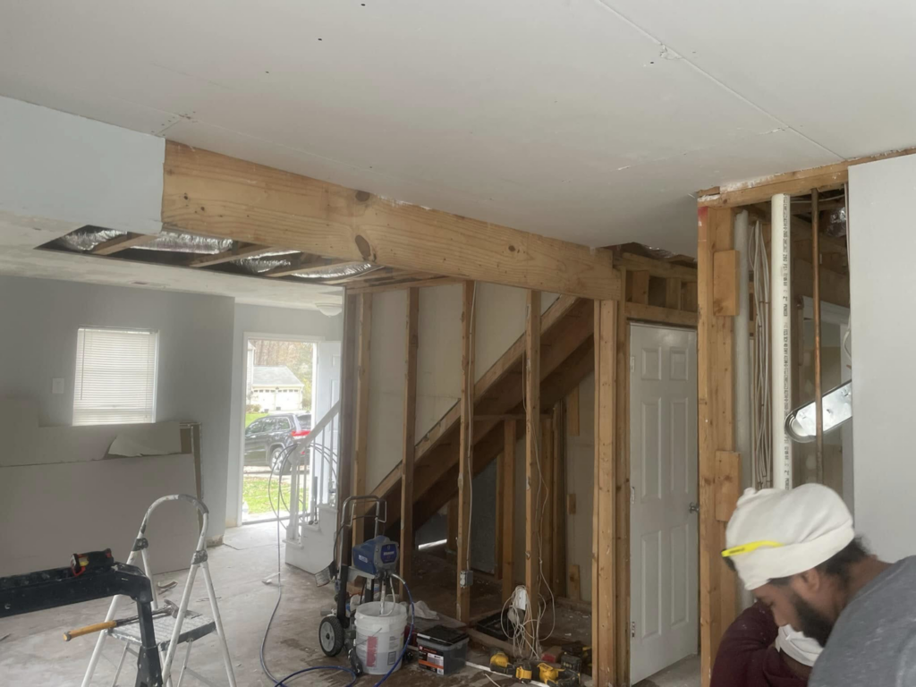 Residential construction framing and rough-in work in progress by Wise Construction Group in Atlanta, GA.