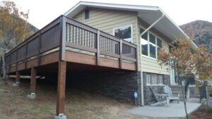 A newly installed residential deck by Element Construction Company, providing handyman services in Colorado Springs, CO.
