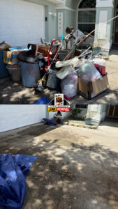 Before and after of a residential junk pickup service by Jack Spades Junk Removal in St. Petersburg, FL.