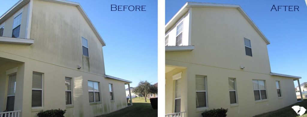 Before and after of residential siding cleaning by Total Powerwashing in Valley Park, MO.