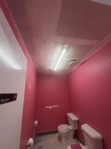 Restroom drywall and paint repair on ceiling and walls by Diamond Drywall LLC in Buda, TX