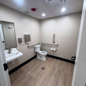 A clean, accessible restroom with new fixtures installed by Crystal Contracting LLC, your handyman in Clinton, OH.