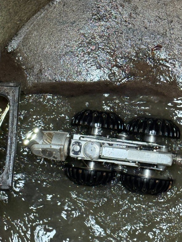 A robotic camera performing a detailed drain and pipe inspection for Utility Inspection Services, Inc. in Knoxville, TN.