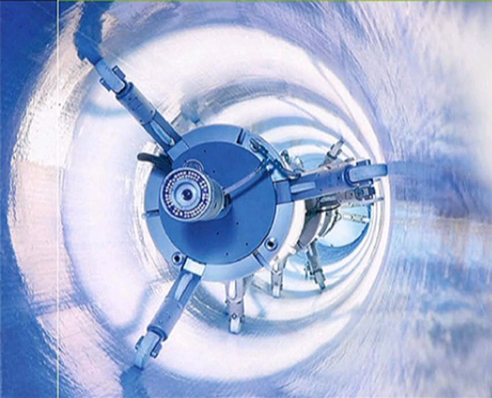 A robotic pipe inspection tool operating inside a conduit for Precision Industrial Maintenance, Inc. in Schenectady, NY.