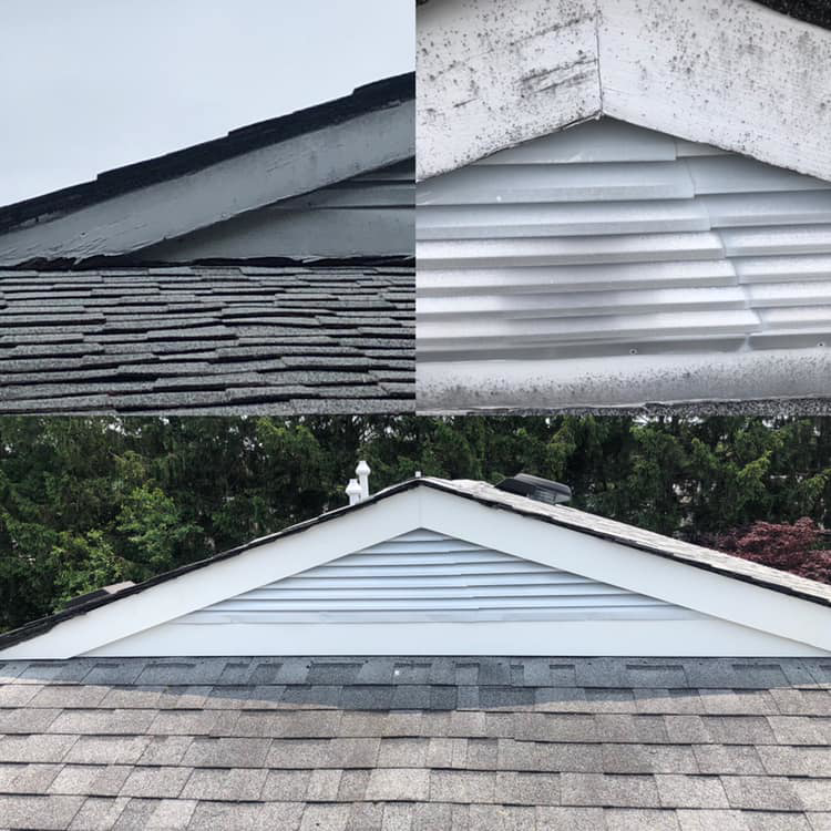 Before and after roof and gable vent cleaning and repair by AJS Contracting & Improvements LLC in Toms River, NJ.