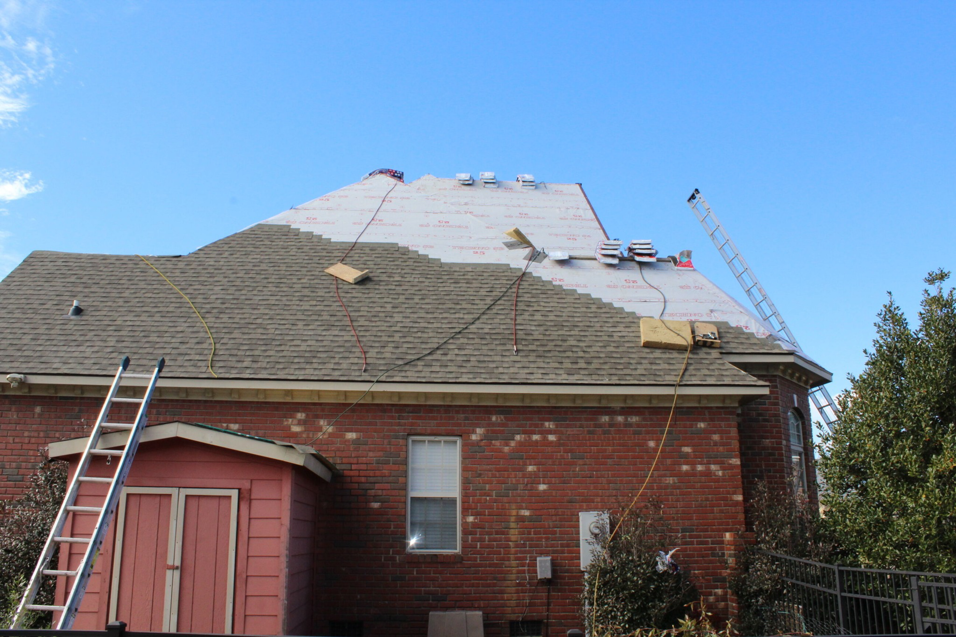 A residential roof replacement project in progress by Advanced Roofing Solutions, LLC in Blountville, TN.