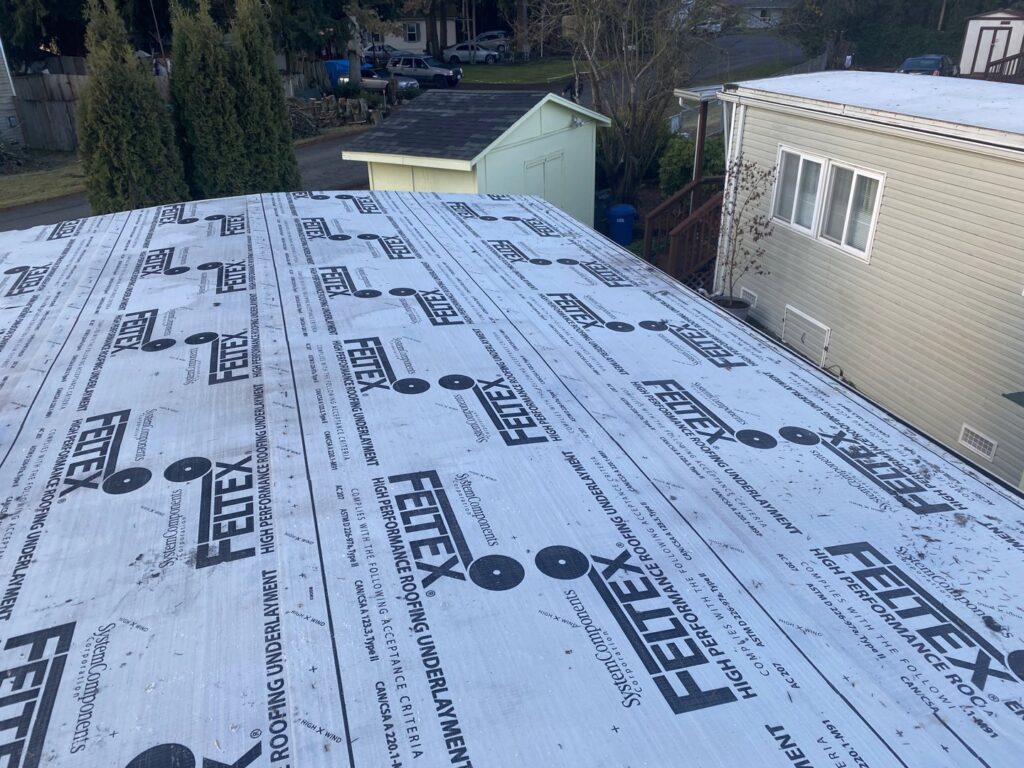 Roof underlayment installed and ready for shingle application by Sunny's roofing LLC in Denver, CO.