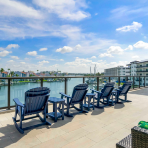 Rooftop patio with a marina view, a completed project by LEMA Construction, Inc. in Saint Petersburg, FL.