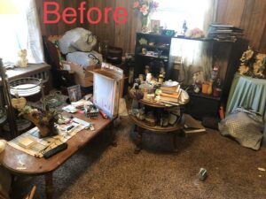 A heavily cluttered room before a junk removal and cleanout service by Junk Lockdown LLC in Lancaster, PA.