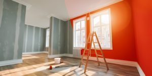A room undergoing painting and drywall preparation by Drywall Paint Plus in Worcester, MA.