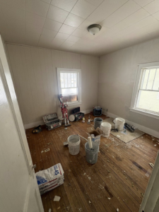 A room prepared for painting or renovation by John Oliver Rose & Co. in South Bend, IN