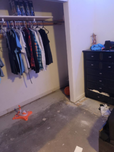 A room with an unfinished floor, indicating a renovation or flooring project by All In Remodeling Services LLC in Arvada, CO.